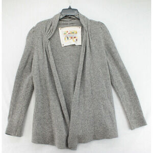 Anthropologie Meguro River Cardigan Women's Small Gray Puff Sleeve Open Sweater